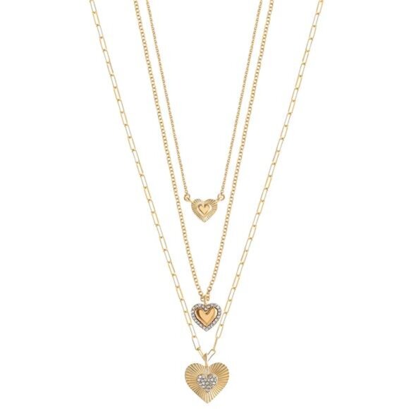 Jessica Simpson Fashion Gold Metal Layer Heart Necklace - Picture 1 of 5